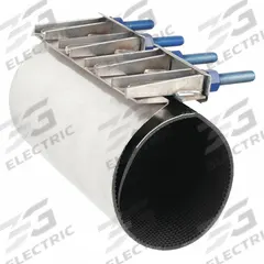 SMITH-BLAIR Repair Clamp: For 8 in Pipe, 15 in Overall Lg, 304 Stainless Steel (MPN 26100086315000). Key specifications — Brand: SMITH-BLAIR; Bolt Material: 304 Stainless Steel; Maximum Operating Pressure: 150 psi; Maximum Vacuum Pressure: 10 psi; Gasket Material: Nitrile Rubber.