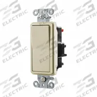 HUBBELL Wall Switch: Rocker Switch, Single Pole, Maintained, Ivory, 120/277V AC, 15 A (MPN DS115STI). Key specifications — Illuminated: No; Voltage Rating: 120/277V AC.