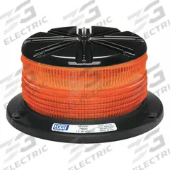 ECCO Beacon Light: Flashing Beacon, Amber, 3 1/8 in Overall Ht, LED, 12-36V DC (MPN 7460A). Key specifications — Operating Voltage: 12-36V DC; Number of Flash Patterns: 8; Includes: Mounting Hardware; Electrical Connection: Blunt Cut Wires; Mount Type: Bolt; Brand: ECCO; Shape: Round; Lighting SAE Class Rating: SAE Class 1.
