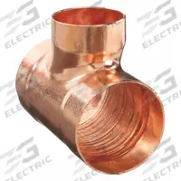 NIBCO Sweat Fitting Tee: 2 in CTS x 2 in CTS x 1 1/2 in CTS, Cup x Cup x Cup, Wrot Copper (MPN 911R 2X2X11/2)