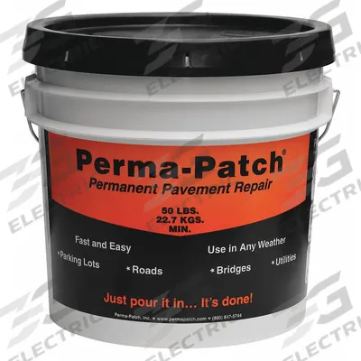 PERMA-PATCH Cold Patch: PP-50-CP, Limestone Asphalt Mix, 50 lb Container Size, Pail - Ready-to-Use Pothole Cold Patching