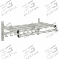 GLARO Wall-Mount Garment Rod: 10 Hooks, 7 in Overall Ht, 30 in Overall Wd, 13 in Overall Dp, Silver (MPN 8000C-30). Key specifications — Color: Silver; Finish: Satin Polished; Material: Aluminum.