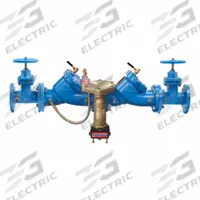 WATTS Reduced Pressure Zone Assembly: LF909 Large, with Flood Detection Sensor, Cast Iron, Flange (MPN LF909-DNRS-FS). Key specifications — Shut-Off Valve Type: NRS Gate Valve; Connection Type: Flange.