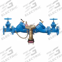 WATTS Reduced Pressure Zone Assembly: LF909 Large, with Flood Detection Sensor, Cast Iron, Flange (MPN LF909-DNRS-FS). Key specifications — Shut-Off Valve Type: NRS Gate Valve; Connection Type: Flange.