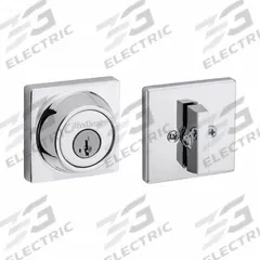 KWIKSET Single Cylinder Deadbolt: Cylindrical, 1 3/4 in Door Thick - Max, Chrome (MPN 660SQT-26-SMT-RCAL-RCS/5303-K3). Key specifications — ADA Compliant: No; Brand: KWIKSET; Finish: Bright Chromium-Plated; Keyway Type: Kwikset KW1; Includes Core: Core Included.