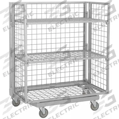 APPROVED VENDOR Stock Cart: 1,000 lb, Overall Dim. 28 in L x 48 in W x 60 in H, Fixed - Nestable Single-Side-Access with Wire Shelves