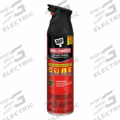 DAP Spray Adhesive: Weldwood Original Contact Cement Adhesive, 14 oz, Clear (MPN 7079800120). Key specifications — Brand: DAP; Adhesive Color: Clear; Materials Bonded: Wood; Series: Weldwood Original Contact Cement Adhesive; Secondary Compatible Materials: Paper and Wood.
