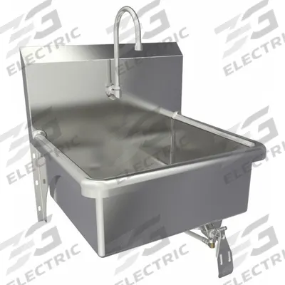 SANI-LAV Hand Sink: 1 Stations, 9 in Bowl Dp, 20 in Bowl Lg, 17 in Bowl Wd, Faucet Included - One-Station Wall-Mounted Hand Sinks with Faucets