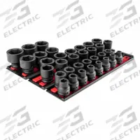 TEKTON Impact Socket Set: 3/4 in Drive Size, Small Set (0-50 pieces) Set Size, 34 Pieces, Metric (MPN SID93118). Key specifications — attr1204251: TEKTON; attr1215453: 3/4 in; attr1215454: 13 mm to 50 mm; attr1224229: Friction.