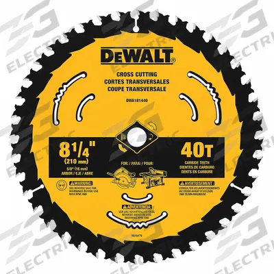 DEWALT Circular Saw Blade: 8 1/4 in Blade Dia., 40 Teeth, 0.07 in Cut Wd, 5/8 in Arbor Size - Wood-Cutting Blades