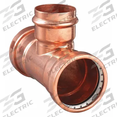 VIEGA PROPRESS Crimp Tee Fitting: Tee, 2 1/2 in CTS x 2 in CTS x 2 1/2 in CTS size - Plumbing Copper & Bronze Press Tube Fittings
