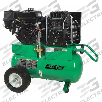 SPEEDAIRE Portable Gas Air Compressor: 2 Stage, 9 hp Engine, Honda, 18.3 cfm @ 90 psi - Wheeled Portable Engine Driven Air Compressors
