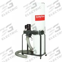 DAYTON Wood Dust Collector: Single-Stage, 115/230V AC, 1,100 cfm (MPN 3AA28). Key specifications — attr952404: DAYTON; attr979886: Bag; attr979899: 86 dBA.