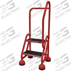 COTTERMAN Rolling Ladder: 1.5 ft Platform Ht, Partially Assembled, Steel, Wt-Actuated Auto-Lock (MPN ST-223 A2 C6 P5). Key specifications — Includes Handrails: Handrails Included; Material: Steel; Brand: COTTERMAN; Color: Red.