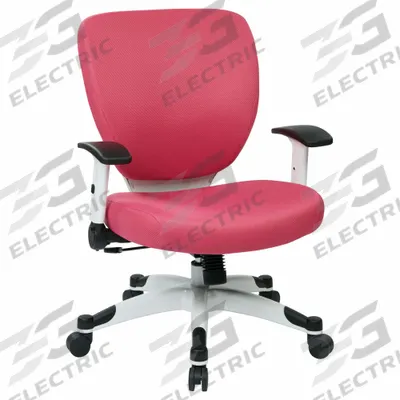 OFFICE STAR Office Chair: Ht, Pink, Mesh Material, 19 1/4 in Back Ht, 20 1/2 in Seat Wd - Adjustable-Arm Office Chairs
