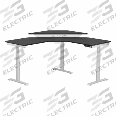 VERSADESK Standing Desk: White, Wood, 60 in Overall Wd, 60 in Overall Dp - Electric Adjustable-Height Desks