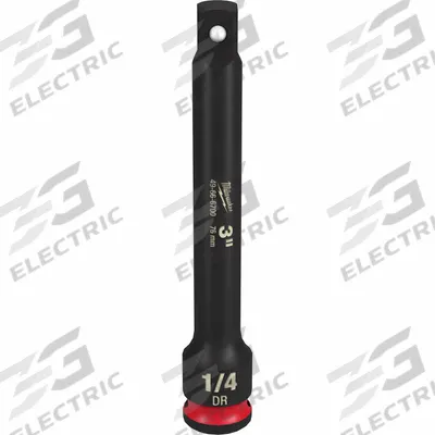 MILWAUKEE Impact Extension: 1/4 in Input Drive Size, 1/4 in Output Drive Size, 3 in Overall Lg - 1/4" Drive Impact Socket Extensions