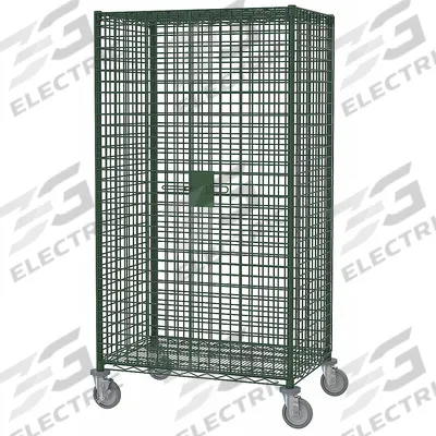 METRO Security Cart: 900 lb, 48 in L x 18 in W Self, 53 in L x 22 in W x 69 in H Overall Dim - Antimicrobial Wire Security Carts