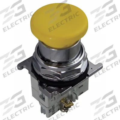 EATON Mushroom Head Push Button: Non-Illuminated, Mushroom Head Profile, Metallic - Mushroom-Head Push Buttons