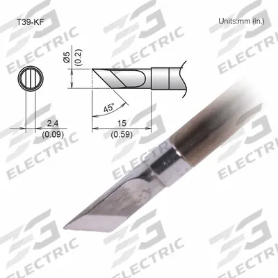 HAKKO Soldering Tip: T39 Series, Knife, 5 mm W, 15 mm Lg - T39 Series Soldering Tips