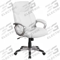 FLASH FURNITURE Office Chair: Carolyn, White, Faux Leather Material, 24 in Back Ht, 19 in Seat Wd (MPN GO-2236M-WH-GG). Key specifications — attr995518: Carolyn; attr982877: Silver; attr982913: Yes; attr982865: White; attr982870: FLASH FURNITURE; attr982901: White.