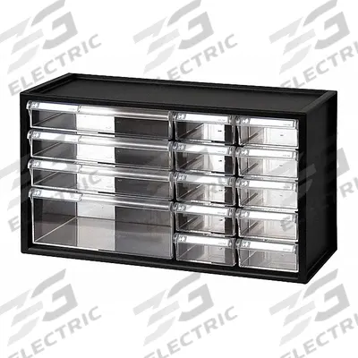 WESTWARD Drawer Bin Cabinet: 17 3/4 in x 7 in x 9 3/4 in, 14 Drawers, Stackable - Plastic Small Parts Drawer Cabinets