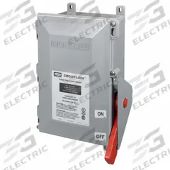 HUBBELL Enclosed Disconnect Switch: Fusible, 30 A, Three Phase, 600V AC, Non-Metallic (MPN FDS30). Key specifications — Environment: Indoor/Outdoor; Phase: Three; For Fuse Class: Class J; Handle Color: Red; Housing Material: PBT; Standards: UL Listed; Brand: HUBBELL; For Environment: Indoor Rated.