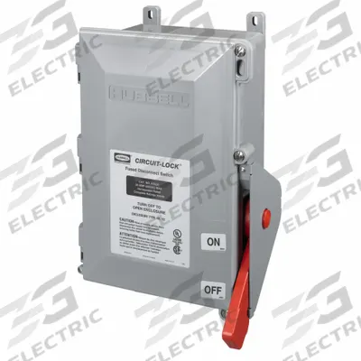 HUBBELL Enclosed Disconnect Switch: Fusible, 30 A, Three Phase, 600V AC - Fusible Disconnect Switches