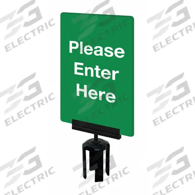 TENSABARRIER Acrylic Sign: Green, Please Enter Here Message, 11 in Overall Lg - Signs for Post Tops