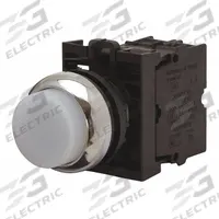 EATON Extended Push Button: 22 mm Mounting Size, Non-Metallic, Momentary (MPN M22-DLH-W). Key specifications — Brand: EATON; Action: Momentary; Series: M22; Push Button Material Type: Non-Metallic.