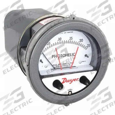 Dwyer Differential Pressure Gauge & Switch: Single-Side, 1/8 in NPT Female - Low Operating Pressure Differential Gauges with Switch