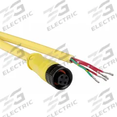 Cordset: 1/2"-20 Female Straight x Bare Wire, 3 Pins, Yellow, PVC, 12 ft Cable Lg, 22 AWG Wire Size (MPN 703000D02F120). Key specifications — Brand: BRAD HARRISON; Cable Jacket Color: Yellow; IP Rating: IP68; Wire Size: 22 AWG.