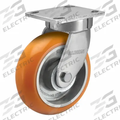 ALBION Caster: Debris-Resistant/Quiet-Roll/Shock-Absorbing, Kingpinless Swivel - Medium-Duty General-Purpose Kingpinless Plate Casters