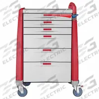 CAPSA HEALTHCARE Emergency Cart: Polymer, (1) Swivel with Brake/(3) Swivel, Red, 6 Drawers (MPN AM-EM-STD-RED). Key specifications — Material: Polymer; Brand: CAPSA HEALTHCARE; Caster/Wheel Configuration: (1) Swivel with Brake; Cabinet Color: Red.