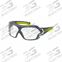 HEXARMOR Safety Glasses: Clear Lens Color, Full-Frame, Anti-Fog/Scratch-Resistant/TrueShield® S (MPN 11-34001-04G). Key specifications — Series: MX225G; Lens Color: Clear; Frame Color: Gray/Yellow; Brand: HEXARMOR.