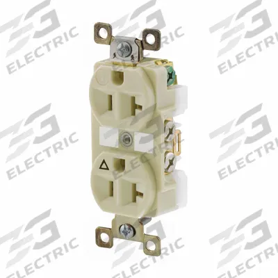 BRYANT Receptacle: Duplex, 5-20, Ivory, 125V AC, 20 A, 2 Pole / 3 Wire (MPN BRY5362IGI) - General Purpose Receptacles