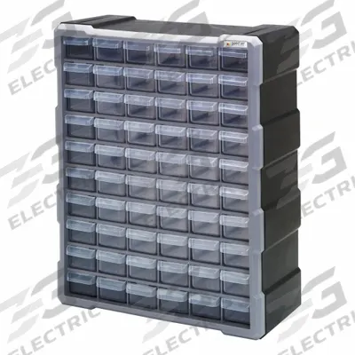 QUANTUM STORAGE SYSTEMS Drawer Bin Cabinet: 15 in x 6 1/4 in x 18 3/4 in, 60 Drawers - Plastic Small Parts Drawer Cabinets