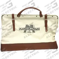 MARSHALLTOWN Tool Bag: 20 in W x 8 in D x 15 in H, Brown/White, Canvas, 1 Pockets, 1 Inside Pockets (MPN 831L). Key specifications — Color: White; Brand: MARSHALLTOWN; Material: Canvas.