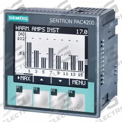 SIEMENS Power Meter: Three Phase, 110 to 340V DC/95 to 240V AC, 5 A Current, ±0.20% Accuracy, 12 (MPN 7KM42120BA003AA0). Key specifications — attr1045015: ±0.20%; attr1045023: 95 to 240V AC; attr1045024: Power; attr1045036: Three; attr211237: SIEMENS.