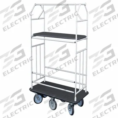 GLARO Bellman Cart: 1 in Frame Dia, 41 in Overall Lg, 25 in Overall Dp, 71 in Overall Ht - Condo Bellman Carts