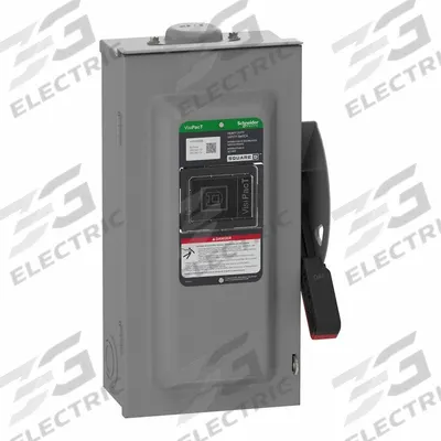 SCHNEIDER Safety Switch: Fusible, 60 A, Single Phase, 240V AC, Galvanized Steel - Fusible Safety Switches