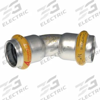 APOLLO Crimp Elbow Fitting: 1/2 in Pipe x 1/2 in Pipe Size, Press-fit x Press-fit - Gas Stainless Steel Press Pipe Fittings
