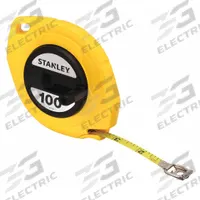 STANLEY Long Tape Measure: Manual, 34-106, SAE, 100 ft, 1/8 in, Plastic, Nonmagnetic Single Hook Tip. Key specifications — attr939846: 34-106; attr939849: Steel; attr939859: Nonmagnetic Single Hook; attr939850: Single-Sided; attr939855: 1/8 in; attr944023: Hook End; attr940484: STANLEY; attr985224: Plastic.