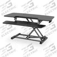 FLEXISPOT Standing Desk Converter: Black, Medium Density Fiberboard, 40 in Overall Wd, Steel, Black (MPN M7-E-40B). Key specifications — Frame Color: Black; Frame Material: Steel; Brand: FLEXISPOT; Includes: Removable Keypad Tray; Desktop Color: Black; Desktop Material: Medium Density Fiberboard.