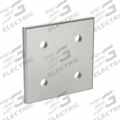Joining Plate: Square Flat Plate, 45 Series, 86 mm x 86 mm x 6 mm, For 10 mm Slot Wd, 4 Holes, Gray (MPN 093VA9090). Key specifications — Material: Aluminum; Brand: FATH INC.; Finish: Anodized.