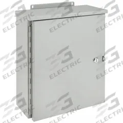 WIEGMANN Enclosure: Steel, 20 in x 16 in x 6 in, 3R, Solid Cover, Hinged, Painted (MPN RHC201606). Key specifications — Brand: WIEGMANN; Closure Method: 1/4-Turn Latch; Knockouts: Not Included.