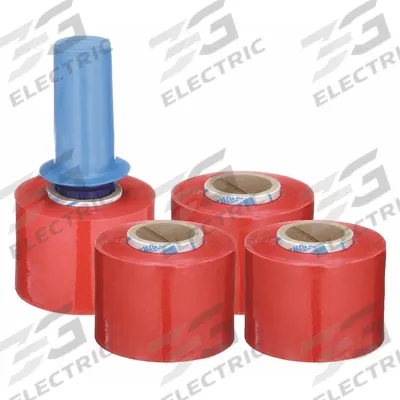 GOODWRAPPERS Stretch Wrap Film: 80 ga Gauge, 3 in Overall Wd, 1,000 ft Overall Lg, Red - Handle with Brake Color-Coded Stretch Wrap