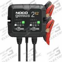 NOCO Battery Charger: Charging, Auto, For AGM/CA/EFB/Gel/Lead Acid/Lithium/MF/Wet Cell, Auto On/Off (MPN GENIUS2X2). Key specifications — Automatic/Manual: Automatic; Charging Current @ Voltage: 2 A @ 12V; Charge Type: Auto On/Off; Maintaining Current @ Voltage: 2 A @ 12V; Charger Function: Charging; For Use With Battery Type: Lead Acid; Brand: NOCO.