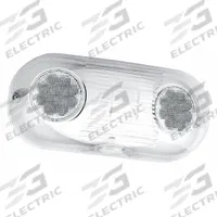 Emergency Light: 2.72 W Lamp Watt, 3.6 W Emergency Watt, 120V AC, 2 Lamp Heads, Plastic, Surface (MPN CU2SO). Key specifications — Input Voltage: 120V AC; Housing Material: Plastic; Mounting Type: Surface; Housing Color: White; Lighting Technology: LED; CA Title 20 Compliant: Yes; Environmental Rating: Wet Location Rated; IP Rating: Not Rated.