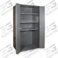 DURHAM MFG Storage Cabinet: 36 in x 24 in x 72 in, Swing Handle & Padlock Hasp, 14 ga Panel Thick (MPN 3951-3S-95). Key specifications — Cabinet Color: Gray; Method of Construction: Welded; Base Type: Frame; Assembled: Assembled; Mobility: Stationary; Adjustable Shelves: Adjustable; Cabinet Finish: Powder Coated; Cabinet Material: Steel.